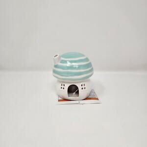 Blue 4" Lit Ceramic Easter Mushroom House